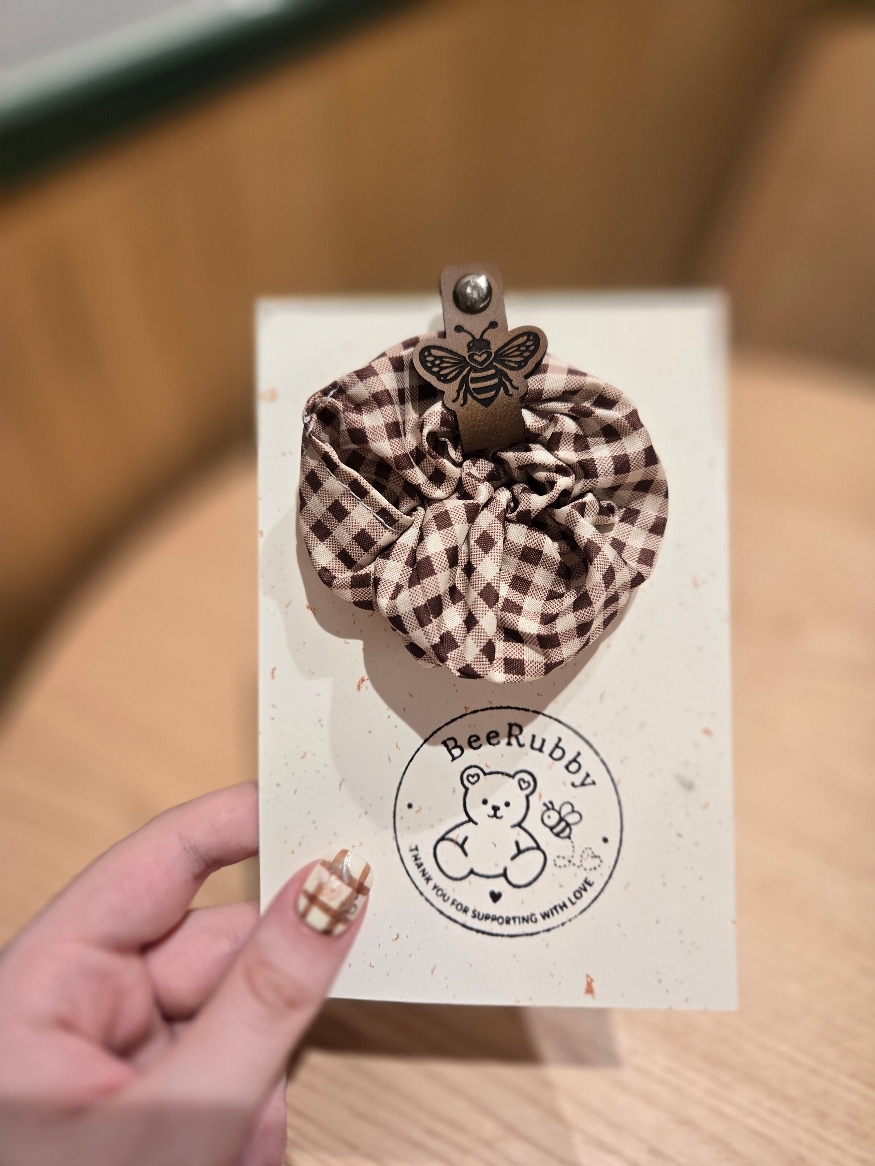 brown gingham scrunchie