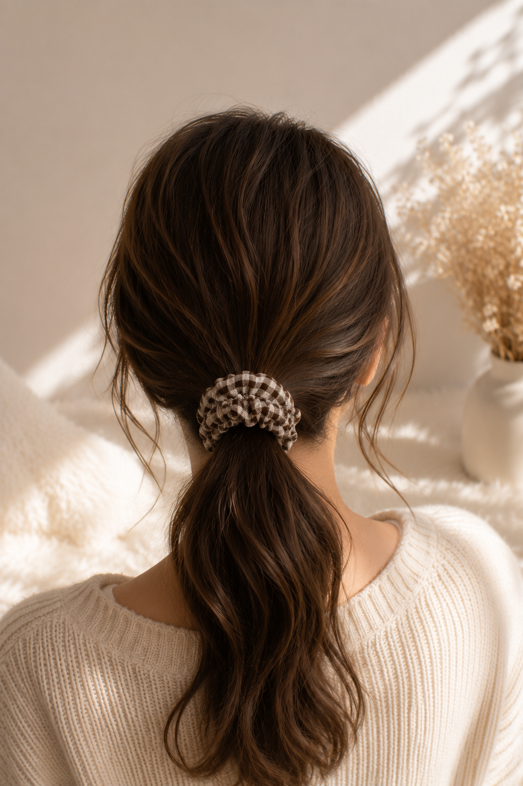chestnut check scrunchie