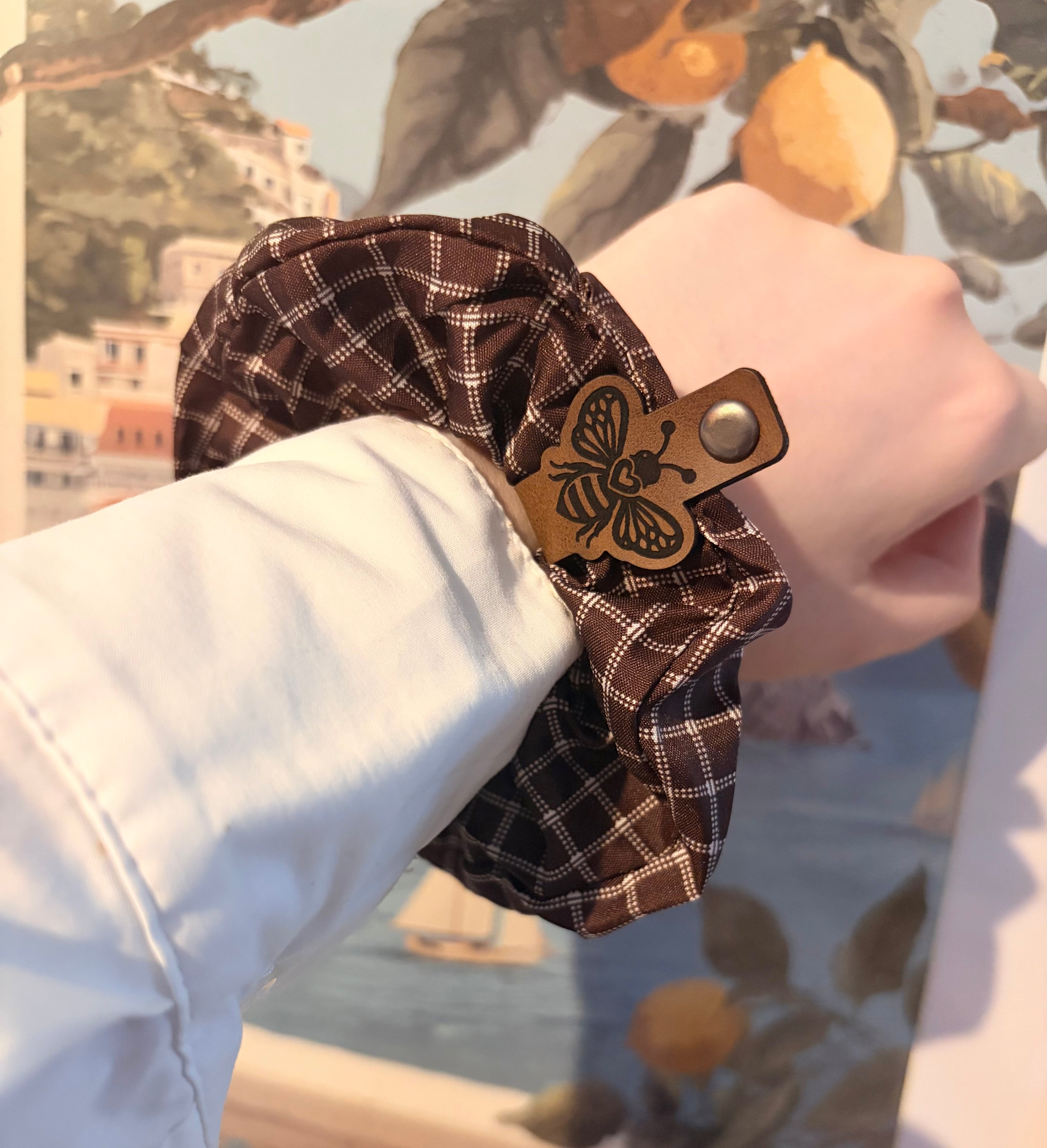 chestnut check scrunchie