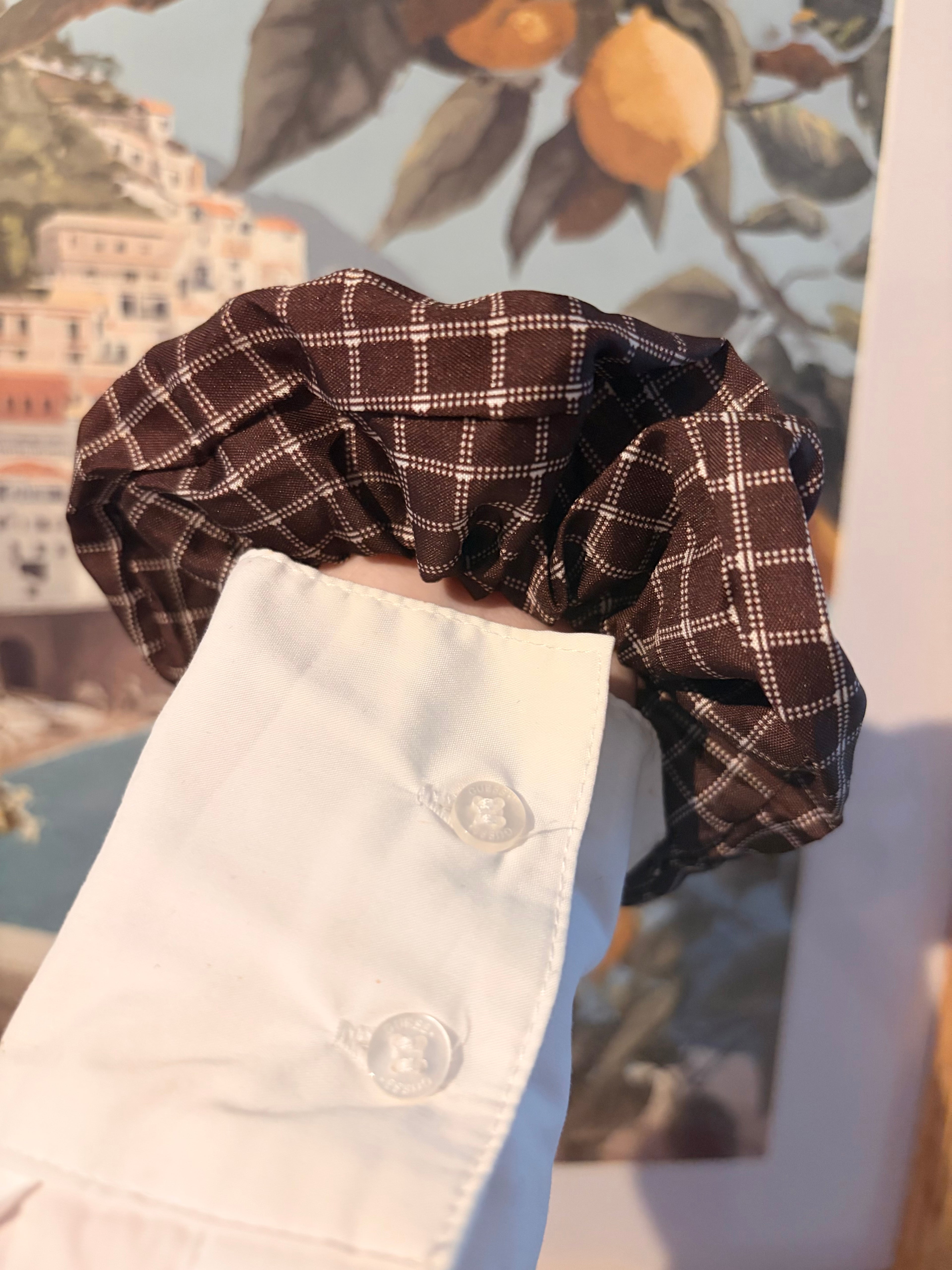 chestnut check scrunchie