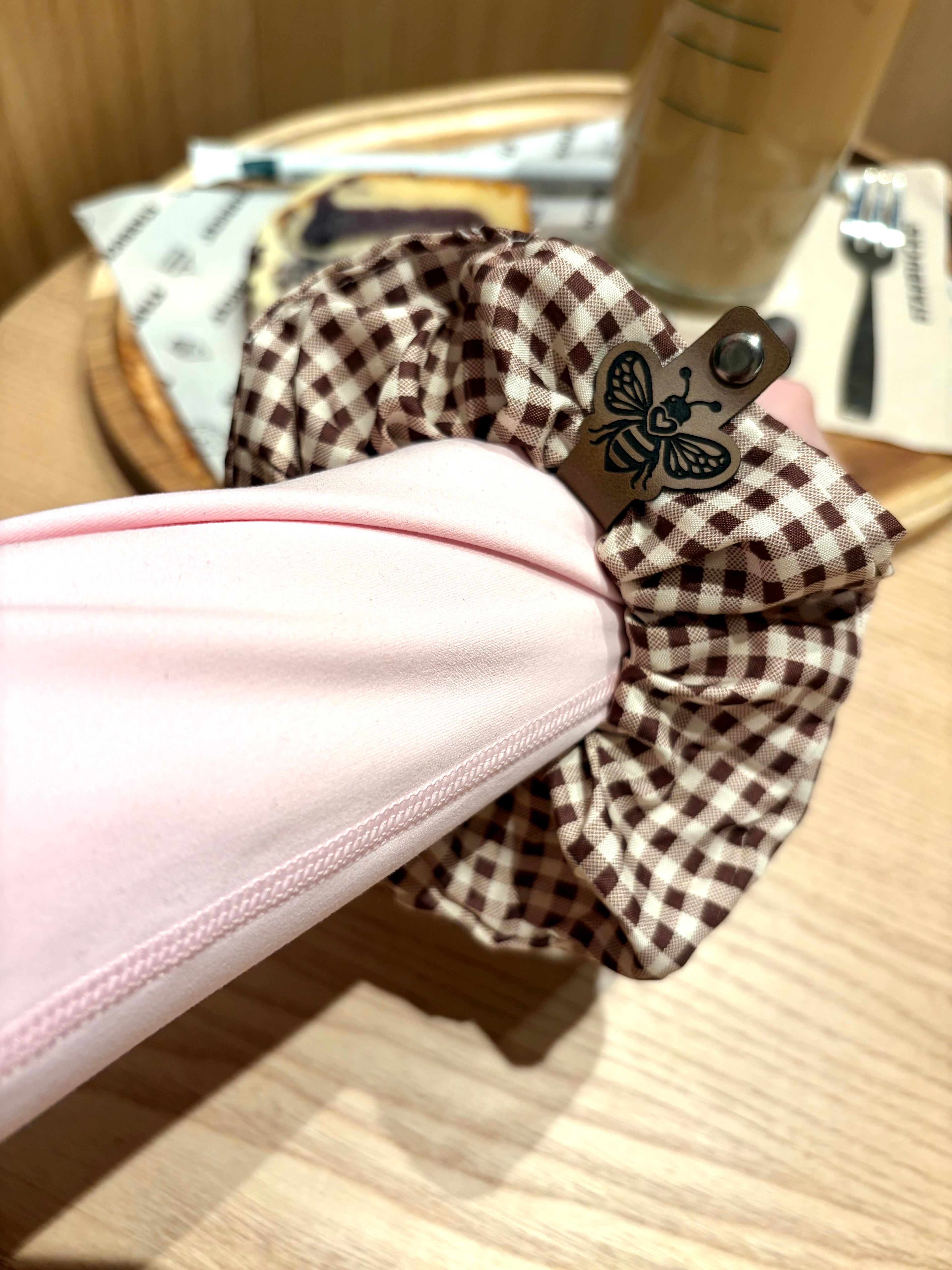 brown gingham scrunchie