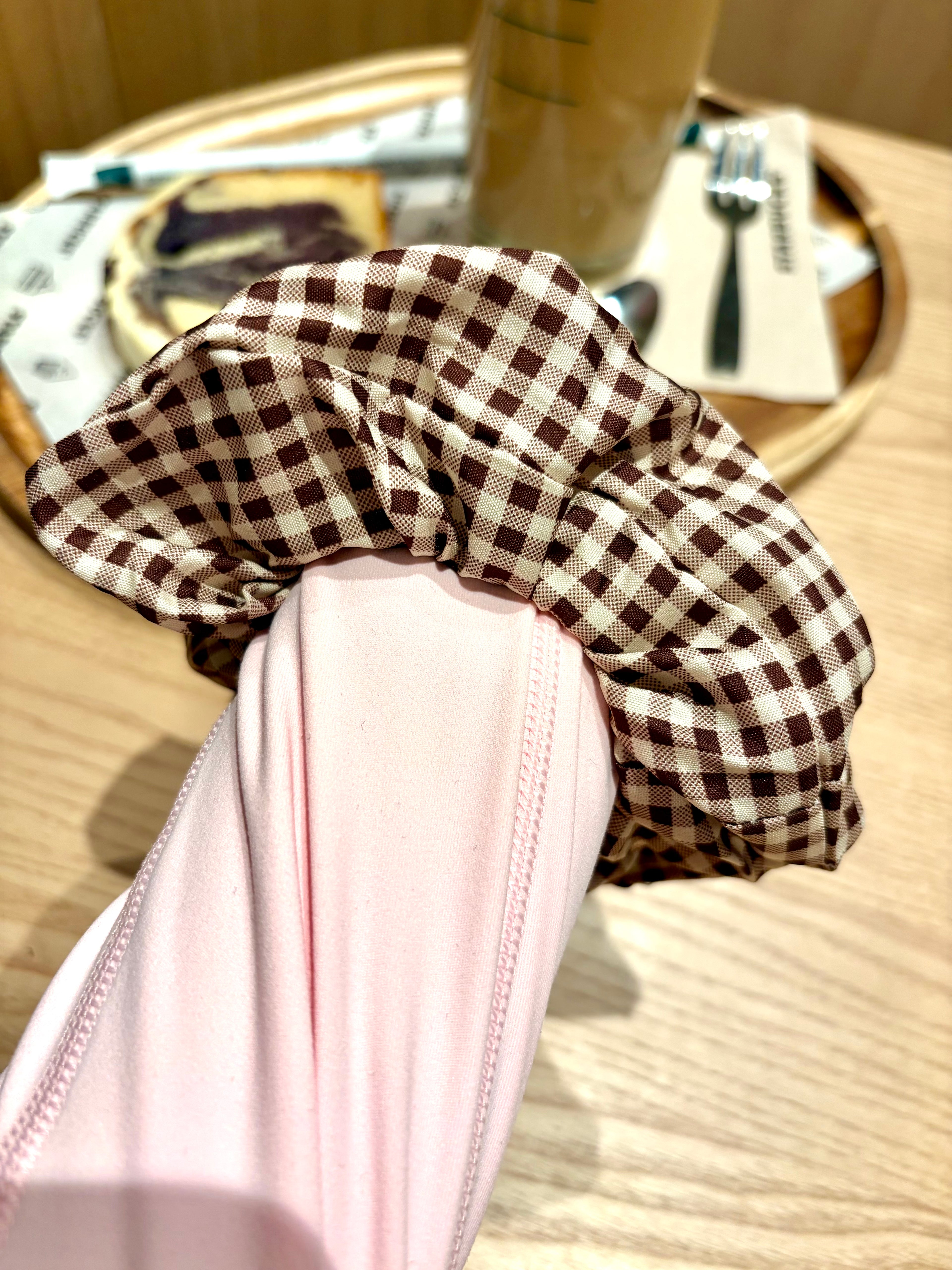 brown gingham scrunchie