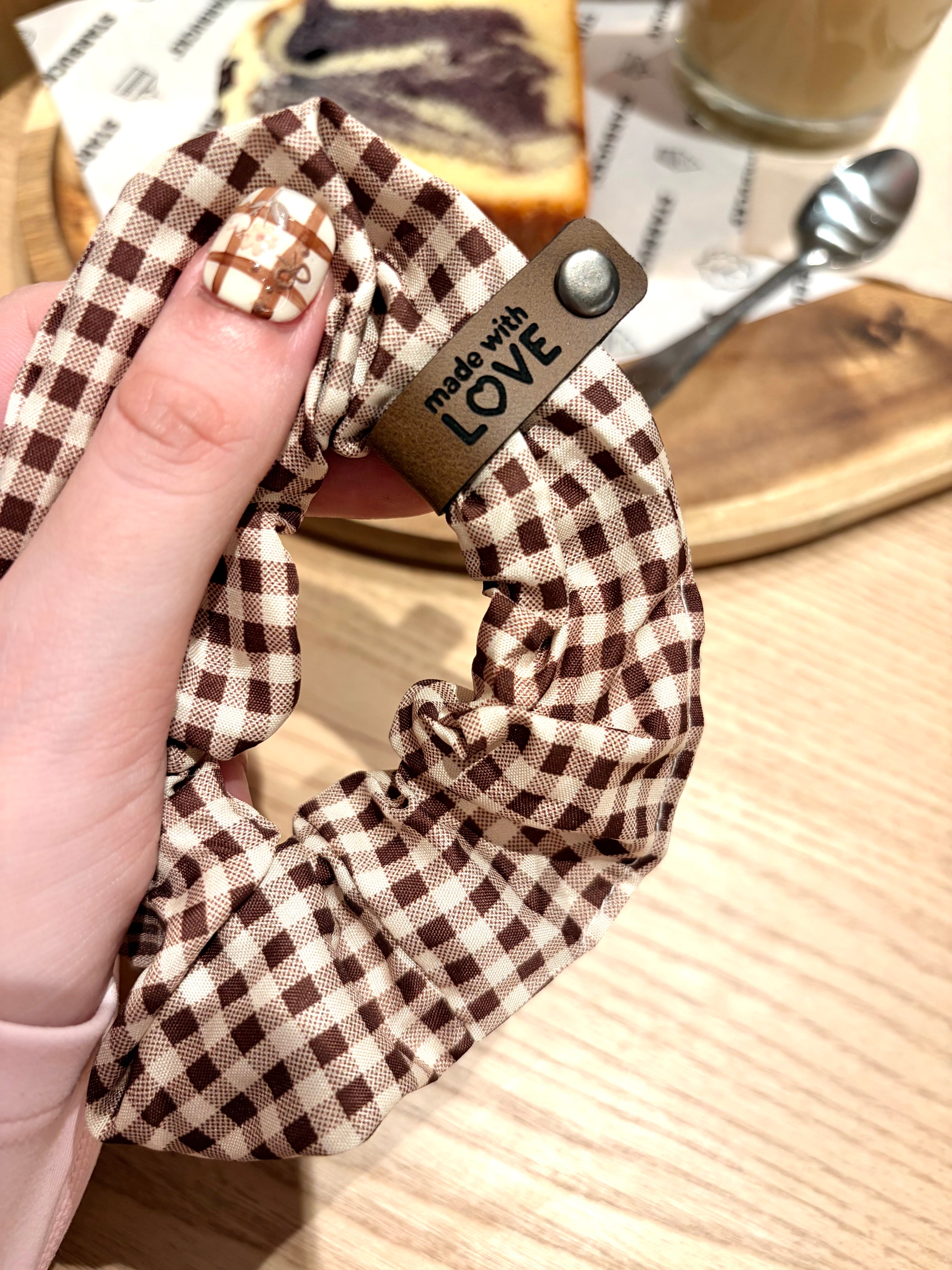 brown gingham scrunchie