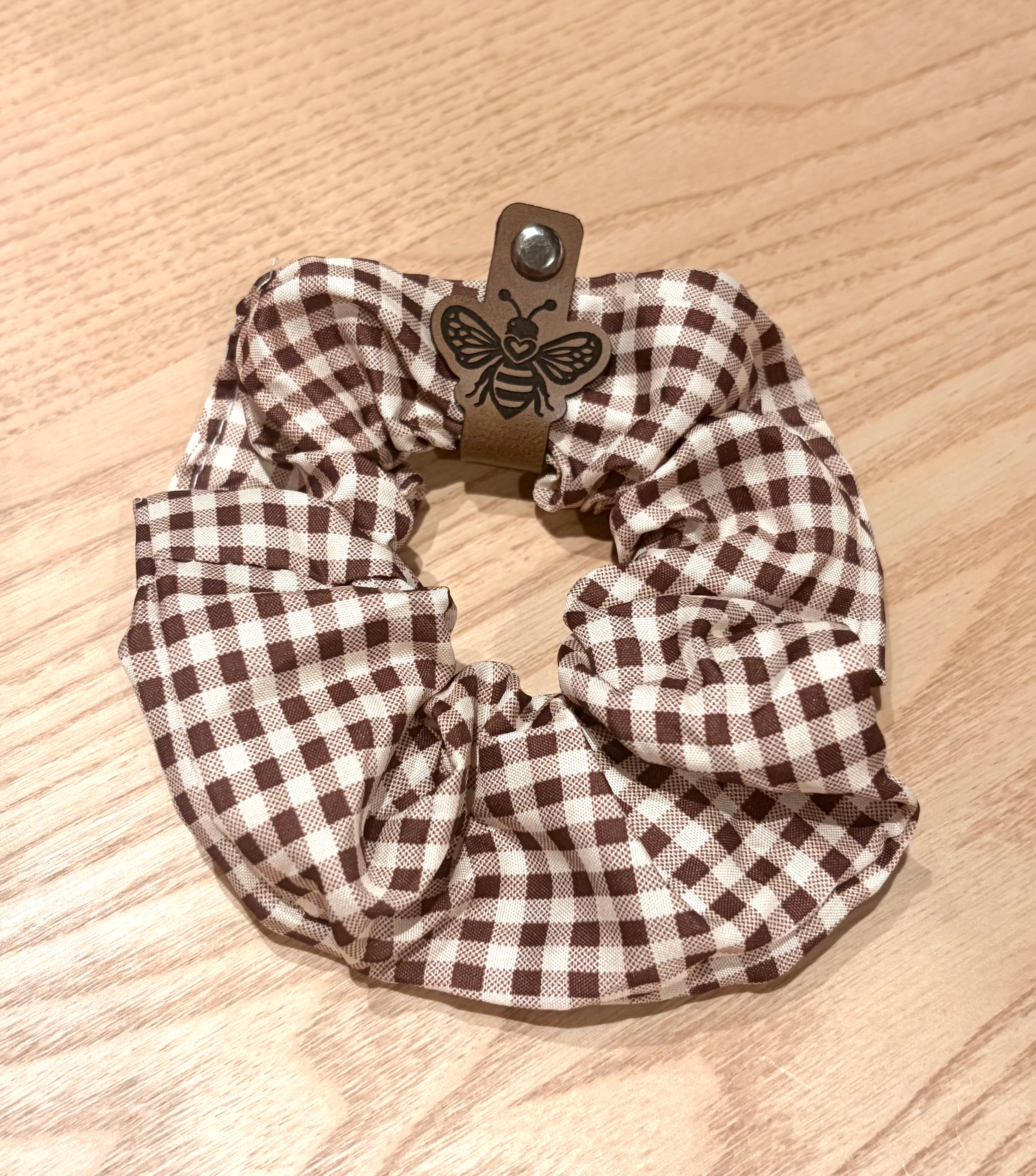 brown gingham scrunchie