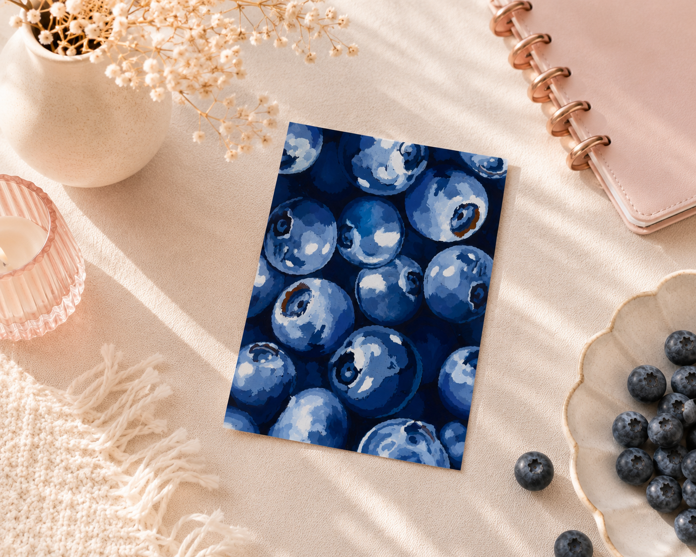 blueberries postcard