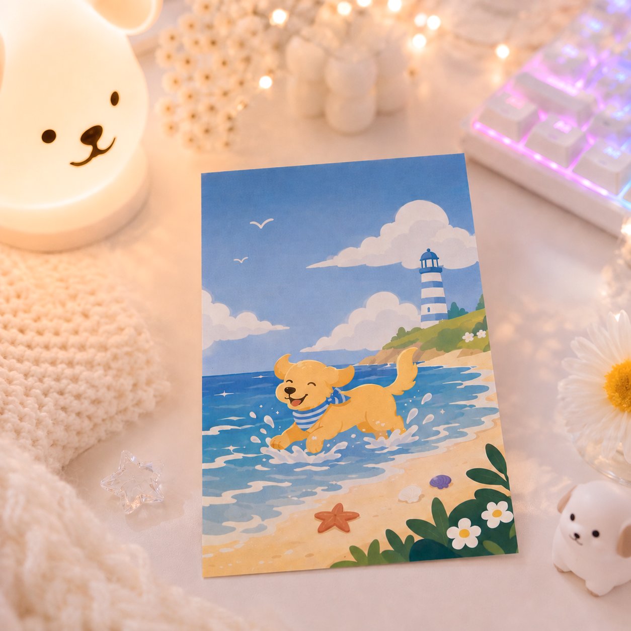 summer dog postcard