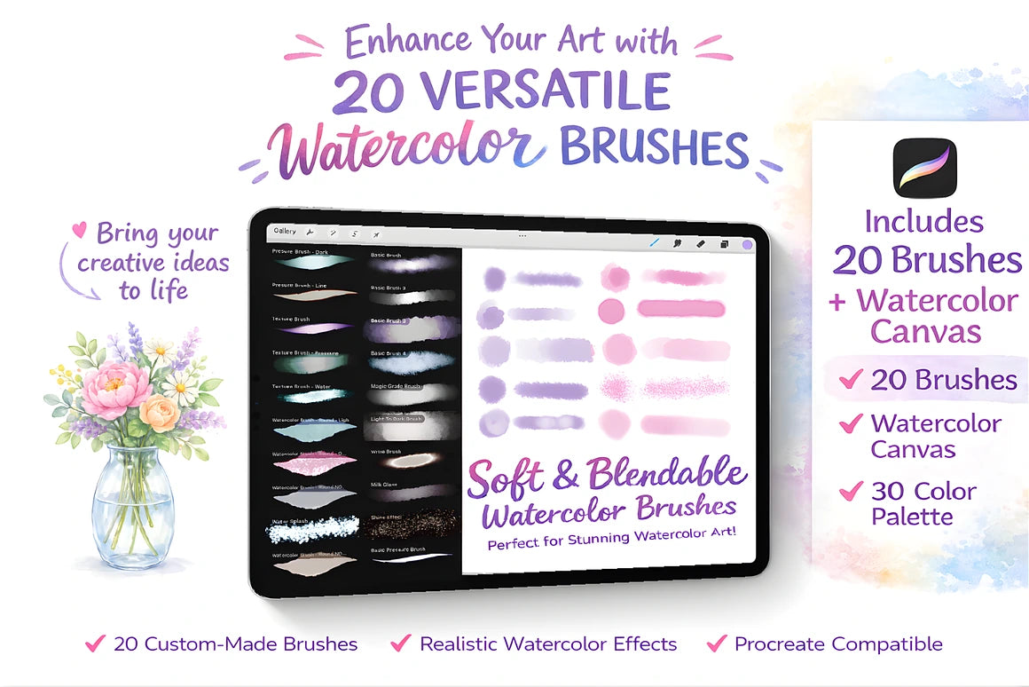 WATERCOLOR REALISTIC PROCREATE BRUSH